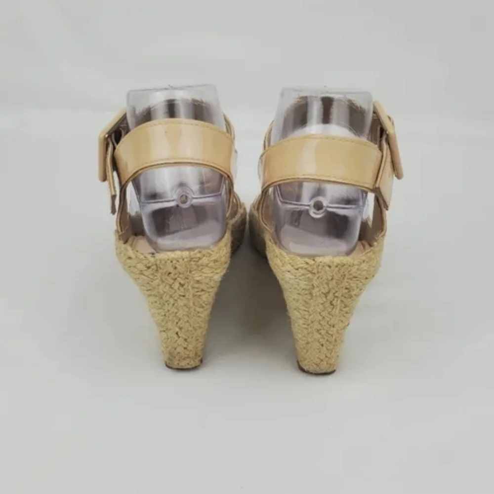 Diane von Furstenberg Sudan leather open toe espadrille wedge sandals